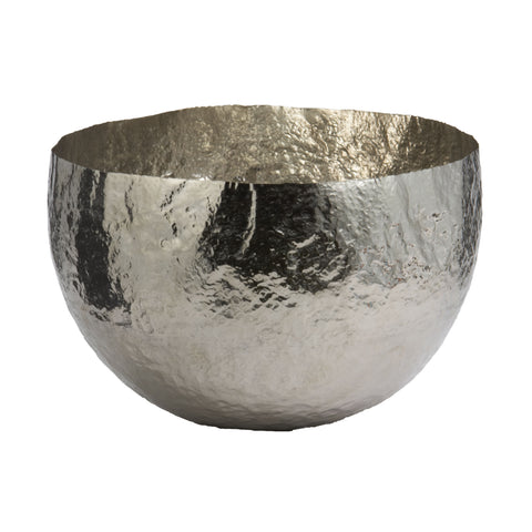 Hammered Nickel-Plated Brass Dish - Lg