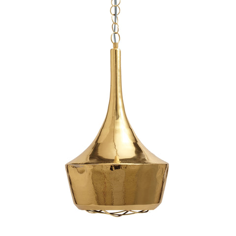 Gold Hammered Pendant Light - Lg