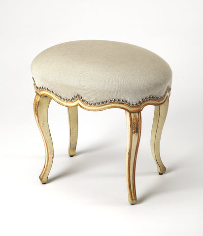 Butler Michelline Cream & Gold Painted Vanity Stool