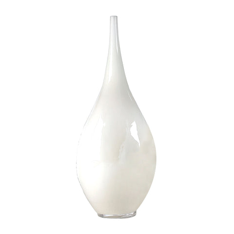 White Hand Blown Bottle - Lg