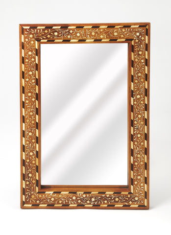Butler Chevrier Wood & Bone Inlay Wall Mirror