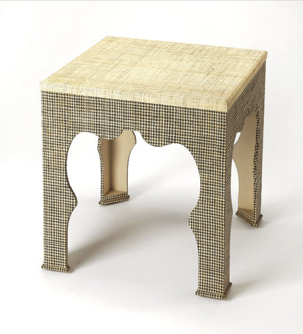 Butler Haverford Houndstooth Raffia End Table
