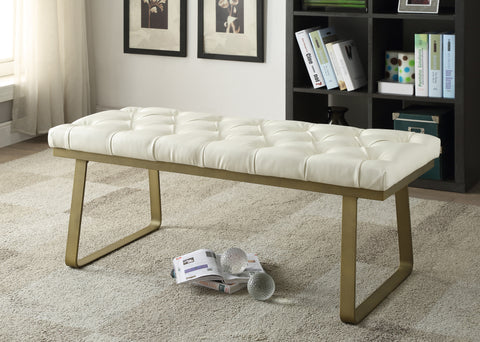 Leif & Starr 3934 Leather-covered Bench, Cream