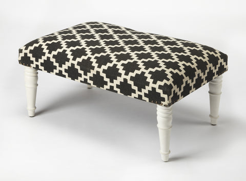 Butler Lucinda Black & White Upholstered Cocktail Ottoman