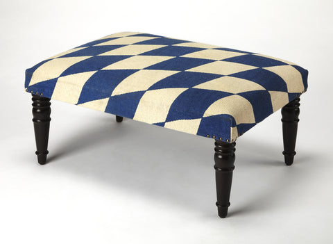 Butler Lucinda Blue & White Harlequin Cocktail Ottoman