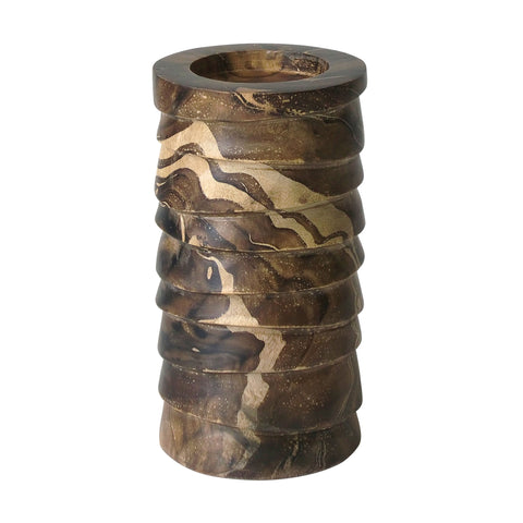 Marbled Terraced Wood Pillar Holder - Sm