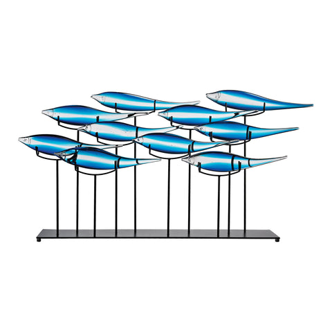 Tultui Ice Blue 22-Inch Glass and Metal Table Art - Large