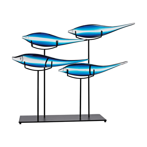 Tultui Ice Blue 22-Inch Glass and Metal Table Art - Small