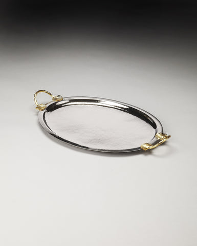 Butler Drake Stainless Steel & Brass Serving Tray