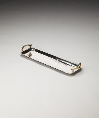 Butler Gaspar Stainless Steel & Brass Serving Tray