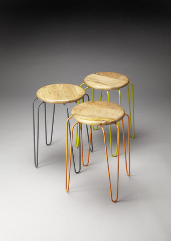 Butler Easton Wood & Iron Stackable Stools