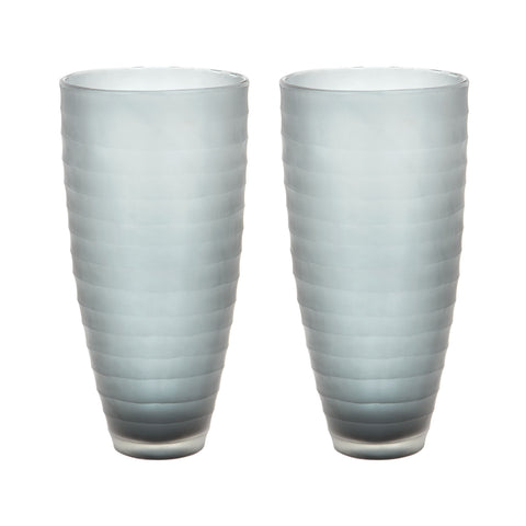 Smoke Matte Cut Vases - Set Of 2 