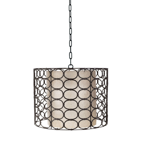Weathered Drum Gray Oval Ring Lamp 