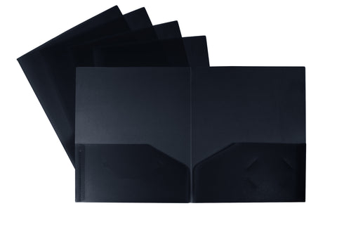 Thicker Poly Two-pocket folder by Storex, Black (Case of 25)