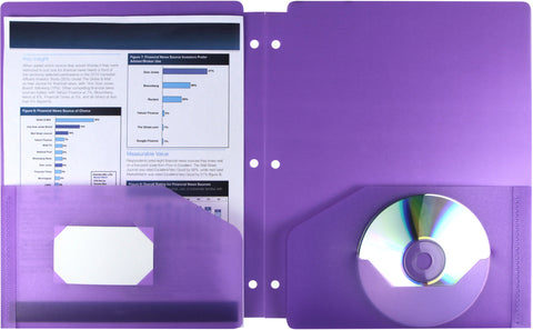 Thicker Poly Two-pocket folder with Holes, Purple (Case of 25)