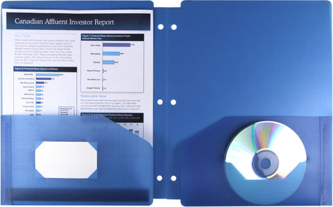 Thicker Poly Two-pocket folder with Holes, Blue (Case of 25)