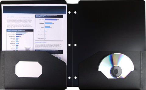 Thicker Poly Two-pocket folder with Holes, Black (Case of 25)