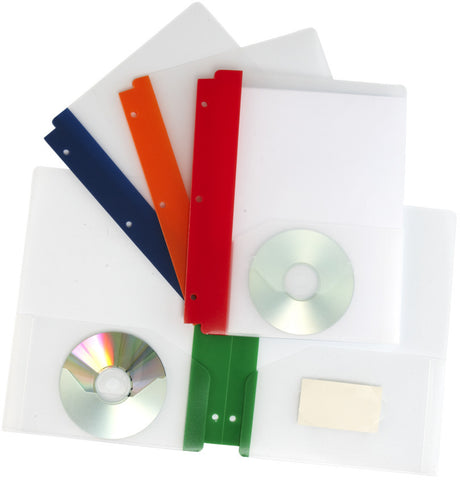 Poly Two-pocket clear folder with Stripe, Assorted Colors (Case of 25)