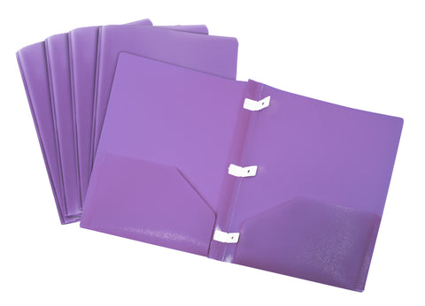 Thicker Poly Two-pocket folder with Plastic Prongs by Storex, Purple (Case of 14)