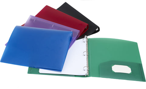 Storex Poly Binder with Pockets, 1.5-Inch, Assorted Colors (Case of 12)