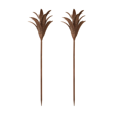 Rust Iron Leaf Stem - Set Of 2