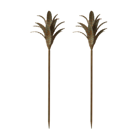 Patina Iron Leaf Stem - Set Of 2