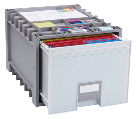 Plastic Archive Storage Box, Letter Size, 18-Inch Drawer, Gray