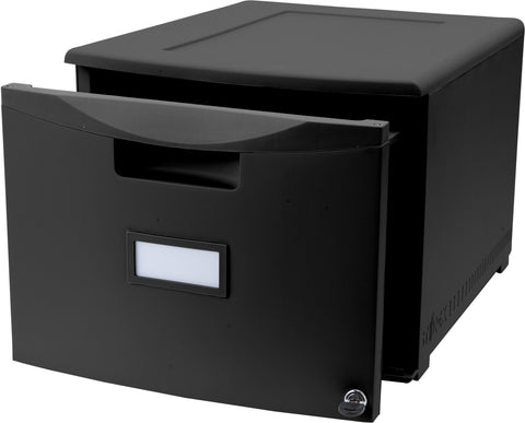 One Drawer Mini File Cabinet with Lock, Legal/Letter, Black (Case of 2) (Drop Ship Approved Packing) (replaces