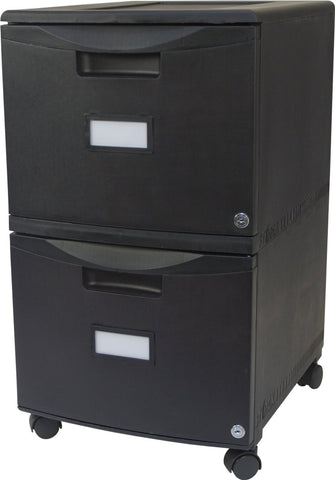 Storex 2-Drawer Mobile File Cabinet with Lock, Legal/Letter, All Black (Drop Ship Approved Packing) (replaces 61309U01C