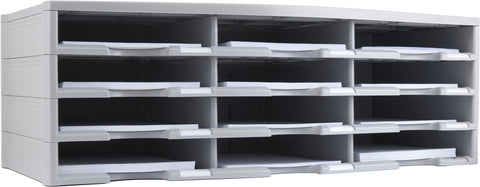 Storex 12-Compartment Literature Organizer/Document Sorter, Gray (Drop Ship Approved Packing) (replaces 61601U01C)