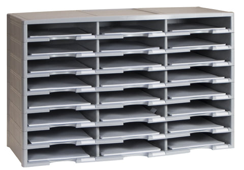Storex 24-Compartment Literature Organizer, Gray (Drop Ship Approved Packing) (replaces 61610U01C)