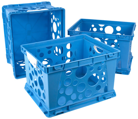 Premium File Crate with Handles, Classroom Blue, (Case of 3)                                                            