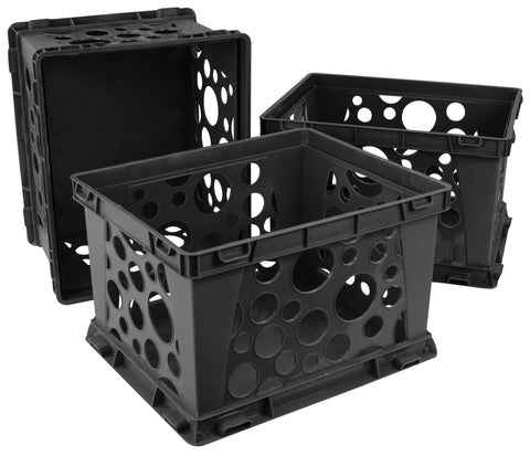 Storex Large Storage and Transport File Crate, Black (Case of 3)