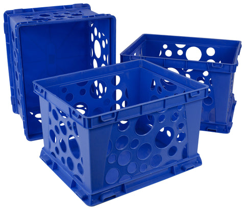 Storex Large Storage and Transport File Crate, Blue (Case of 3)