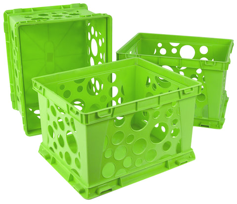 Storex Large Storage and Transport File Crate, Green (Case of 3)