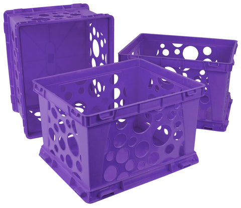 Storex Large Storage and Transport File Crate, Dark Purple (Case of 3)