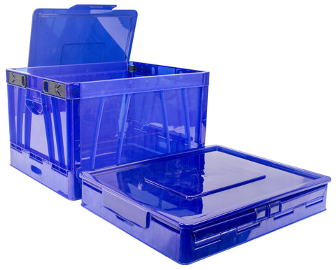 Collapsible Crate with Lid, blue (Case of 2)