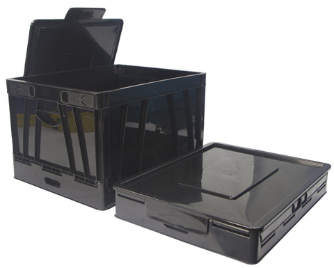 Collapsible Crate with Lid, Black (Case of 2)