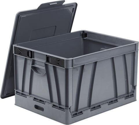 Collapsible Crate with Lid, Gray (Case of 2)