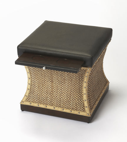 Butler Mathilda Raffia & Leather Bunching Ottoman