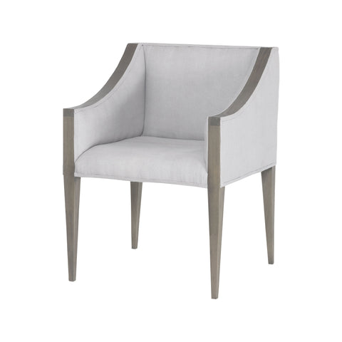 Ashley Side Chair In Waterfront Grey Stain With Morning Mist Linen Upholestery
