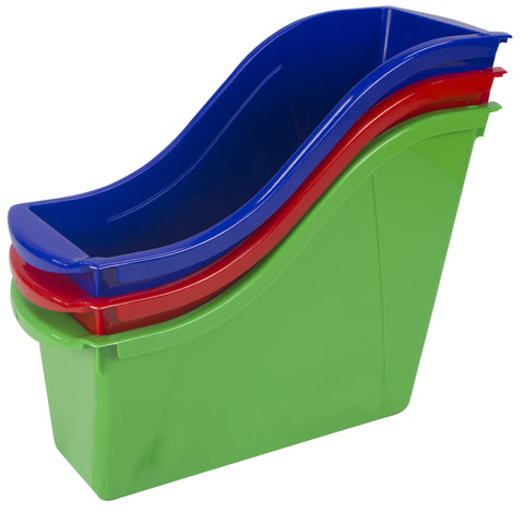 Small Book bin with front pockets, Assorted Colors, case of 6