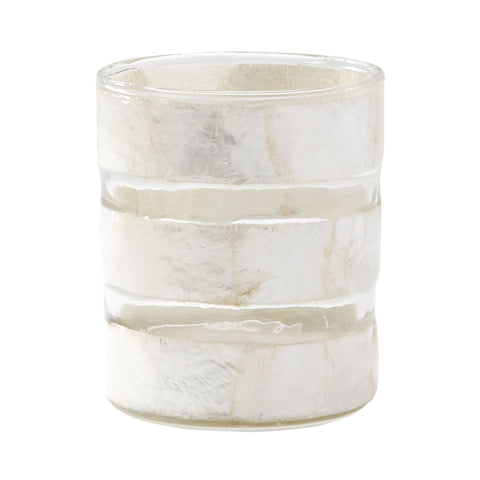 White Capiz Striped Votive