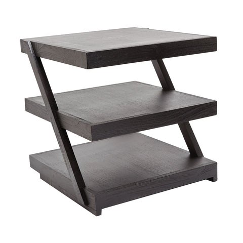 Stacked Black Teak Side Table