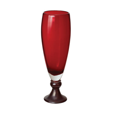 Ruby Pearl Vase With Metallic Foot - Sm