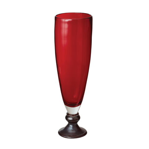 Ruby Pearl Vase With Metallic Foot - Lg
