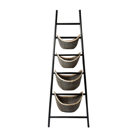 Black Plaid Ladder Basket