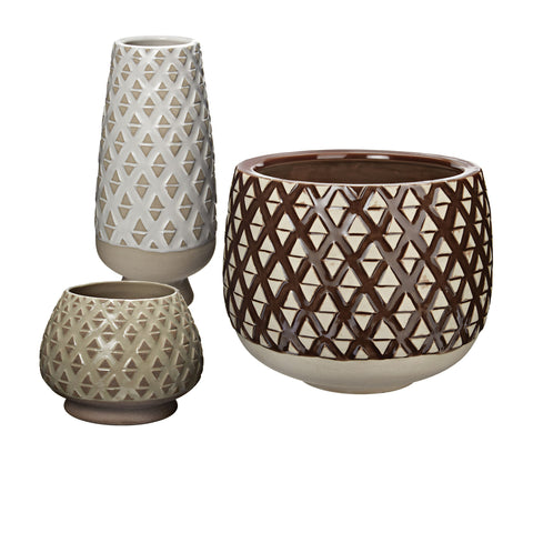 Two Tone Lattice Pots