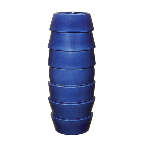 Tall Denim Crackle Layered Vessel 