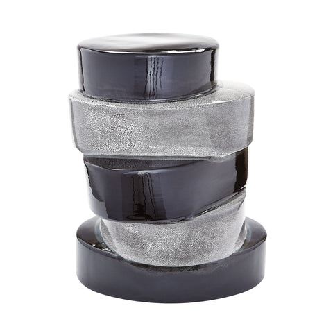 Stacked Ovals Side Table  In Black And Grey